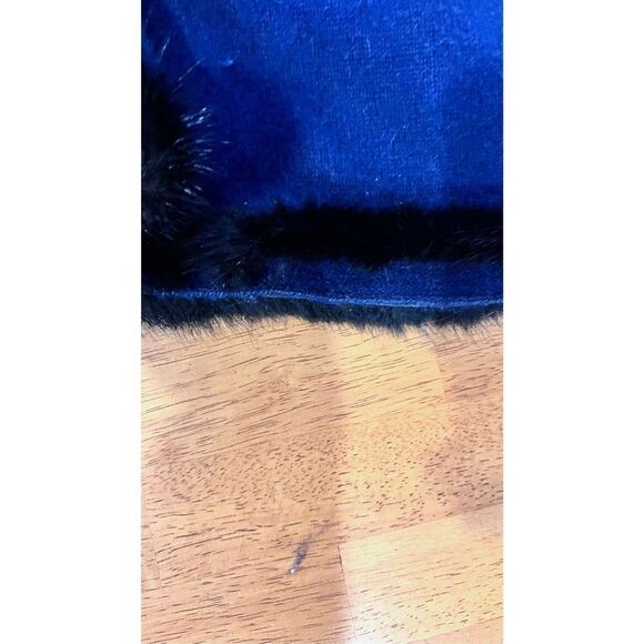 JOCELYN BLUE ANGORA RABBIT FUR TRIM SWEATER SHAWL CAPE  SCARF W/ SLEEVES SIZE M - Picture 5 of 15